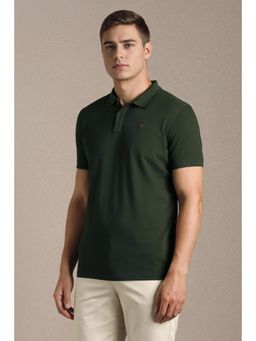 Louis Philippe - Mens Green Solid Polo T-Shirt