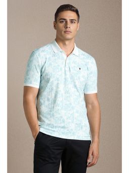 Louis Philippe - Mens Light Blue Print Polo T-Shirt