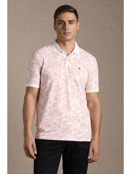 Louis Philippe - Mens Pink Print Polo T-Shirt