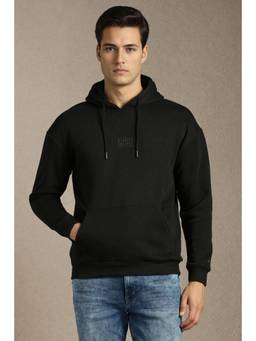 Louis Philippe - Mens Casual Black Solid Hoodie