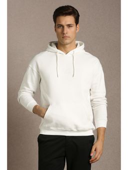 Louis Philippe - Mens Casual White Solid Hoodie