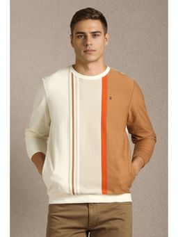 Louis Philippe - Mens Casual Beige Colorblock Sweatshirt