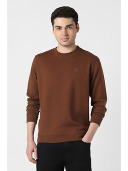 Peter England - Mens Brown Solid Sweatshirt