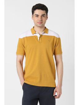 Peter England - Mens Yellow Colorblock Polo T-Shirt