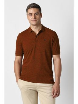 Peter England - Mens Maroon Print Polo T-Shirt