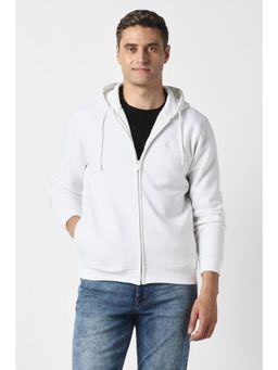 Peter England - Mens White Solid Hooded Neck Jacket