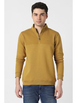 Peter England - Mens Yellow Solid Collar Neck Sweatshirt