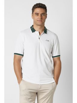 Peter England - Mens White Solid Polo T-Shirt