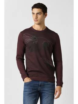 Van Heusen - Mens Maroon Graphic Print Sweatshirt