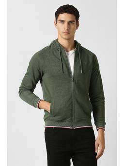 Van Heusen - Mens Green Solid Hooded Neck Jacket