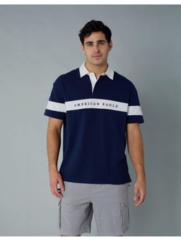 American Eagle - Navy Blue Ae Logo Rugby Polo T-Shirt