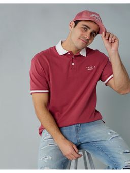 American Eagle - Red Ae Logo Rugby Polo T-Shirt