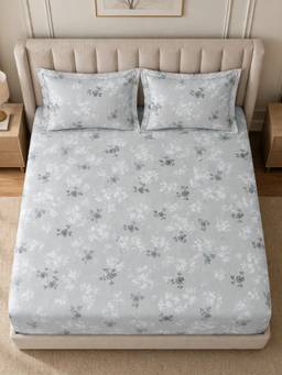 Sleeping Owls - 100% Soft Cotton Elegance 300Tc Super King Bedsheet With Pillow Cover