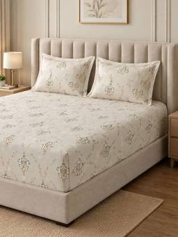 Sleeping Owls - 100% Soft Cotton Elegance 300Tc Super King Bedsheet With Pillow Cover