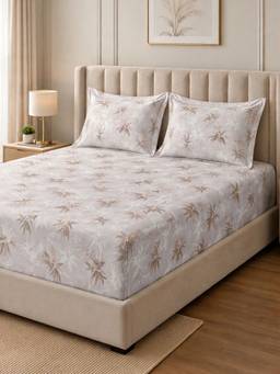 Sleeping Owls - 100% Soft Cotton Elegance 300Tc Super King Bedsheet With Pillow Cover