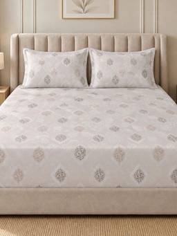Sleeping Owls - 100% Soft Cotton Elegance 300Tc Super King Bedsheet With Pillow Cover
