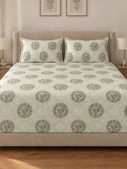 Sleeping Owls - 100% Soft Cotton Elegance 300Tc Super King Bedsheet With Pillow Cover