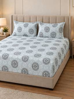 Sleeping Owls - 100% Soft Cotton Elegance 300Tc Super King Bedsheet With Pillow Cover