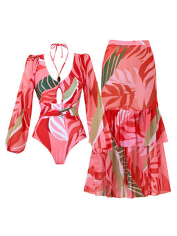 MISS MOSA BY AKANKSHA - Women Multi-Color Evanna Swimsuit with Ruffled Skirt