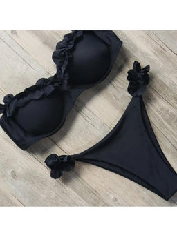 MISS MOSA BY AKANKSHA - Women Black Floral Dream Bikini with Panty