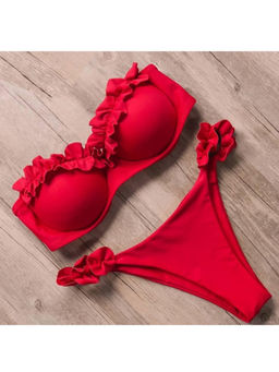 MISS MOSA BY AKANKSHA - Women Red Floral Dream Bikini with Panty