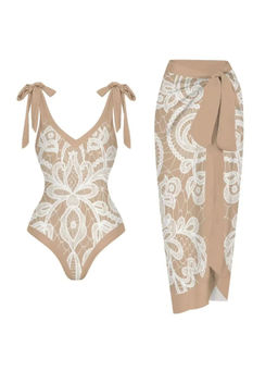 MISS MOSA BY AKANKSHA - Women Beige Malibu Swimsuit with Sarong