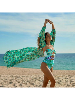 MISS MOSA BY AKANKSHA - Women Green Stormi Swimsuit with Cover-Up