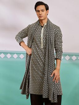 Vastramay - Black Chikankari Rayon Kurta With Dupatta