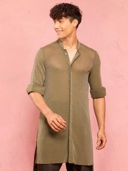 Vastramay - Mehendi Green Solid Lycra Long Kurta