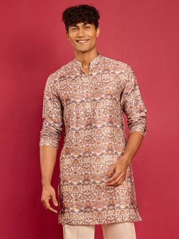Vastramay - Multi Colour Silk Blend Digital & Foil Print Long Kurta
