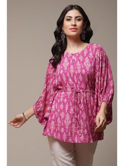 Biba - Womens Purple Printed Rayon Top