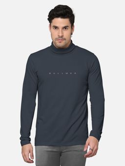 BULLMER - Men Grey Turtle Neck Full Sleeve Solid T-Shirt