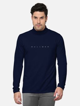BULLMER - Men Navy Turtle Neck Full Sleeve Solid T-Shirt