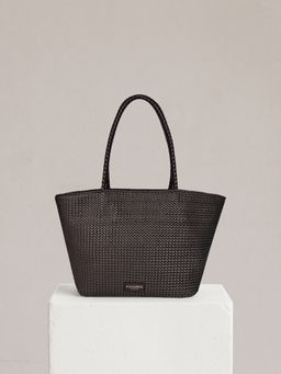 Accessorize London - Women's Dark Brown Weave Soft Tote Bag