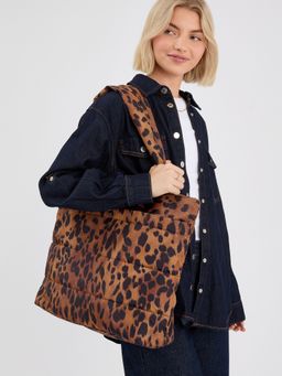 Accessorize London - Women's Animal Print Quilted Shopper Tote Bag