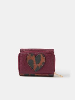 Accessorize London - Women's Leopard Print Heart Fold Out Wallet