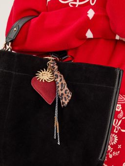 Accessorize London - Women's Maroon Leopard Heart Bag Charm