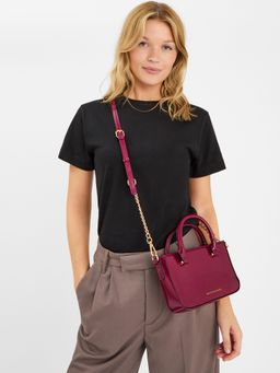 Accessorize London - Women's Wine Patent Sling Bag