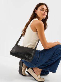 Accessorize London - Women's Black Plain Sling Bag