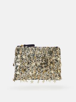 Accessorize London - Women's Gold Star Sequin Pouch