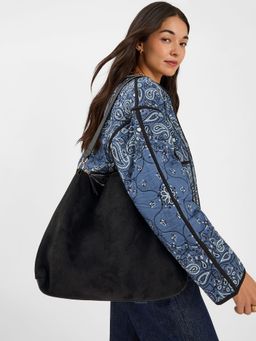 Accessorize London - Women's Black Slouchy Suedette Shoulder Bag
