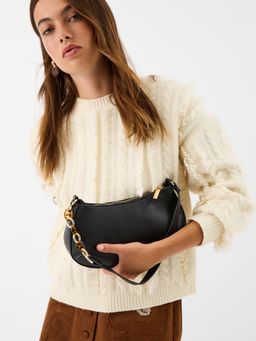 Accessorize London - Women's Black Chain Strap Shoulder Bag