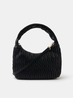 Accessorize London - Women's Black Chain Strap Quilted Camera Sling Bag
