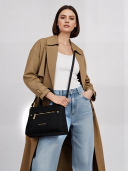 Accessorize London - Women's Black Kylie Nylon Tote Bag with Detachable Strap