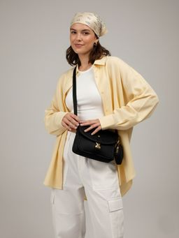 Accessorize London - Women's Black Kourtney Nylon Sling Bag