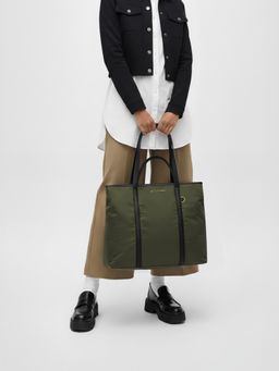 Accessorize London - Women's Olive Green Kris Nylon Work Tote Bag