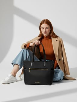 Accessorize London - Women's Black Kimberly Nylon Tote Bag