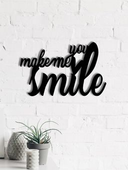 eCraftIndia - "You Make Me Smile" Black Wood Wall Art Cut out, Ready to Hang Home Decor