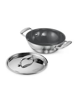 TRAMONTINA - Fusao Triply Ceramic 1.7L Kadai EX Non-Toxic(No PFAS/PFOA/PTFE) w/SS 304 Lid