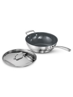 TRAMONTINA - Fusao Triply Ceramic 3.7L Wok EX Non-Toxic(No PFAS/PFOA/PTFE) w/SS 304 Lid (26 cm)